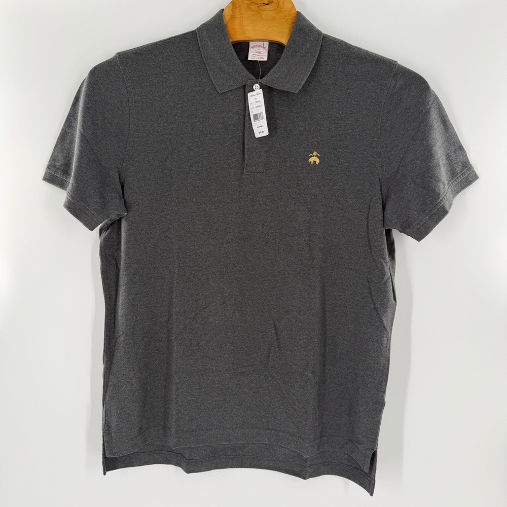 Brooks Brothers Mens Original Fit Cotton Polo Shirt Grey XL 4144-00008017